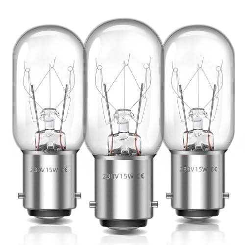 Liuyife B15d Bombilla Maquina Coser Regulable, T22 B15 Bombillas de Bayoneta Pequeñas, Blanco Cálido 2700K, 150LM, AC220-240V, Bombillas para Máquinas de Coser, Paquete de 3