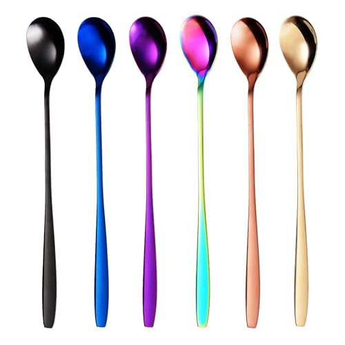 GRÄWE Latte Macchiato Löffel Set, Gold, 6-teilig, 22 cm, Lange Cocktaillöffel, Dessertlöffel, Eislöffel, Löffel für Eiskaffee, Edelstahl,...