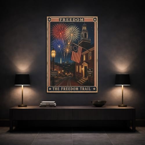 Art Mural Americana Toile de Qualité Châssis Épais 3cm