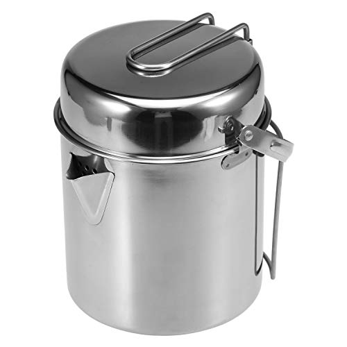 DECDEAL 1L Chaleira de Cozinha de Aço Inoxidável Portátil de Acampamento Ao Ar Livre Pote de Mochila