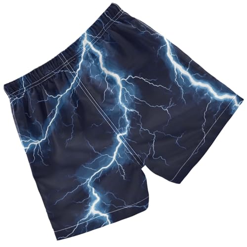 Pigsaly Boys Swim Trunks Blue Thunder Bolt Sparkling Boys Board Shorts Swimsuit Swimwear Summer Bathing Suit 2T2