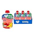 Mellin Pouch Merenda 100% Mela, Fragola e Banana con Vitamina C e Carota - 6 Confezioni da 90 Gr