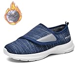 LEDINEY Diabetic Shoes for Women Adjustable Warm Slip-On Wide Walking Shoes for Edema and Swollen Feet, Shoes for Elderly Foot Pain Relief Neuropathy, Bunion Shoes Zapatos para Diabéticos Mujer