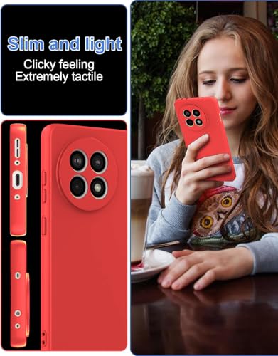 Image of DIZORO Compatible with OnePlus 13r 5G Back Cover with Upgraded Square Edges for Camera Protection Shockproof Flexible Matte Liquid Silicone Mobile Phone Case (Rose Red)