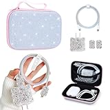 Glitter Phone Charger Storage Case Cover Set, Bling Electronic Organizer Case Bag with Cable Protector for iPhone Charger, Soft Data Cable Wire Saver Cord Organizer,Cable Chomper,Charger Case(Sliver)