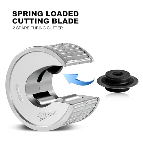 HAUTMEC Copper Pipe Cutter Sturdy Plumbing Auto Cut Tube Cutter Set Twin Pack 15 & 22mm Pipe Cutters Pipe Slice with 2 Spare Pipe Cutting Wheel Blades 4 HAUTMEC Copper Pipe Cutter Sturdy Plumbing Auto Cut Tube Cutter Set Twin Pack 15 & 22mm Pipe Cutters Pipe Slice with 2 Spare Pipe Cutting Wheel Blades - Image 4