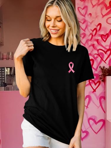 Breast Cancer Shirts for Women Breast Cancer Awareness Shirt Pink Ribbons Tee Tops4