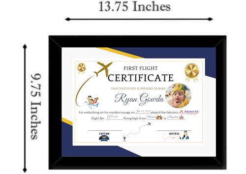 Image of First Flight Certificate for Baby, A4 Size Frame Card, Premium Glossy Print, Customisable Keepsake