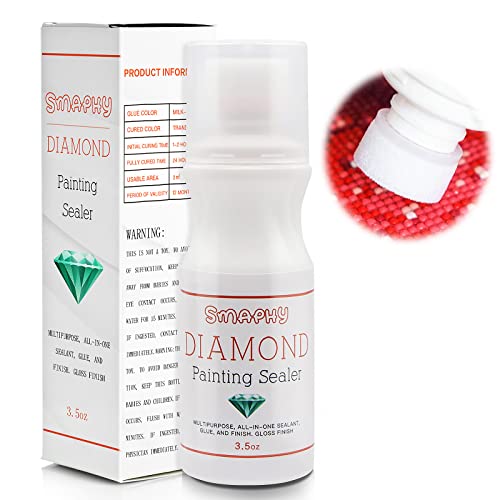 Smaphy Diamond Painting Sealer, Fast-Drying, Permanent Hold & Shine. for 5D Diamond Painting & Diamond Art, 3.5oz Diamond Painting Glue,Diamond Painting Accessories