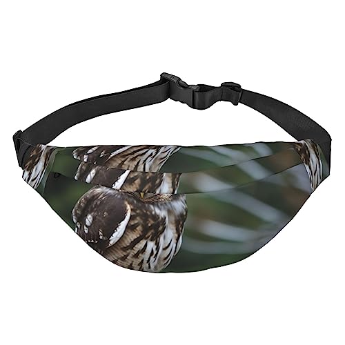 Sac banane noir oiseaux et hibou sauvage petit bagage de taille unique