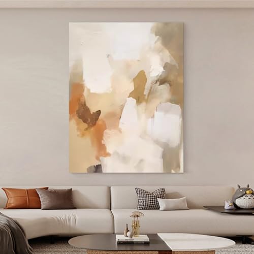Tableau sur toile design minimaliste jaune et blanc AEFOUU deco murale nordique 80x120 cm