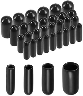 sourcing map 100pcs Round Rubber End Caps 2mm 3mm 4mm 6mm Black Vinyl Cover Screw Thread Protectors Assortment Kit