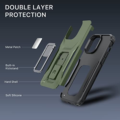 Coque iPhone 14 Pro vert armée antichoc avec support intégré de qualité militaire - 2