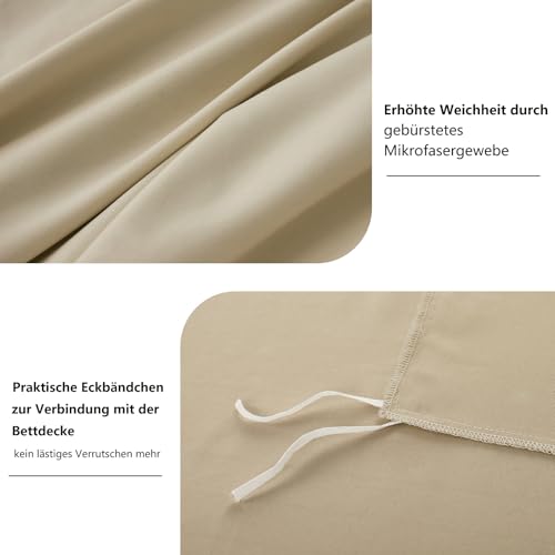 RUIKASI Bettwäsche 155x220 Khaki 2teilig - Polyester Mikrofaser Bettwäsche-Sets Oeko-TEX… – Ansicht 6