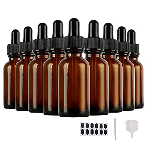 BPFY 36 Pack 1 oz Amber Glass Dropper Bottles for Essential Oils, 30ml Glass Bottles with Eye Droppers, Liquids Tincture Bottles with Dropper, Travel Dropper Bottles