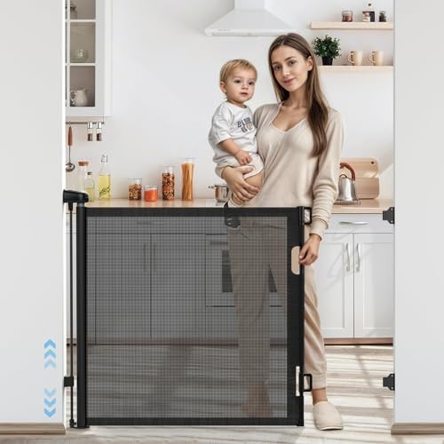 Barrière De Sécurité Enfant Et Chien Rétractable Ycozy - Extensible Jusqu'à 200 Cm - Pour Escaliers Et Portes Intérieur/Extérieur