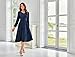 Long Sleeve Midi Dresses V Neck Mother of The Bride Dress Navy XL