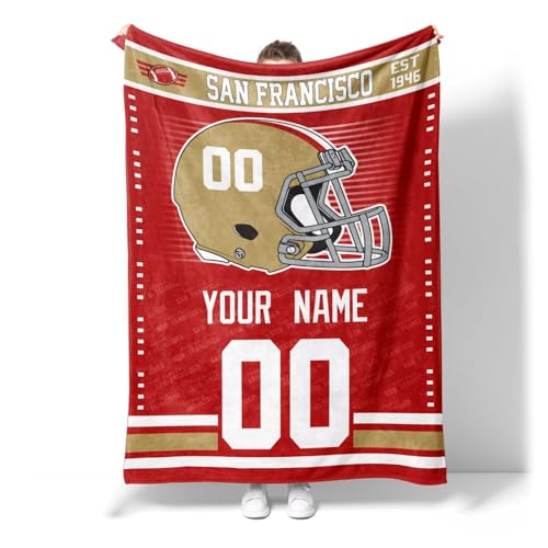 INAOO San Francisco Throw Blanket for Men Women Boy Personalized Gifts Custom Name and Number