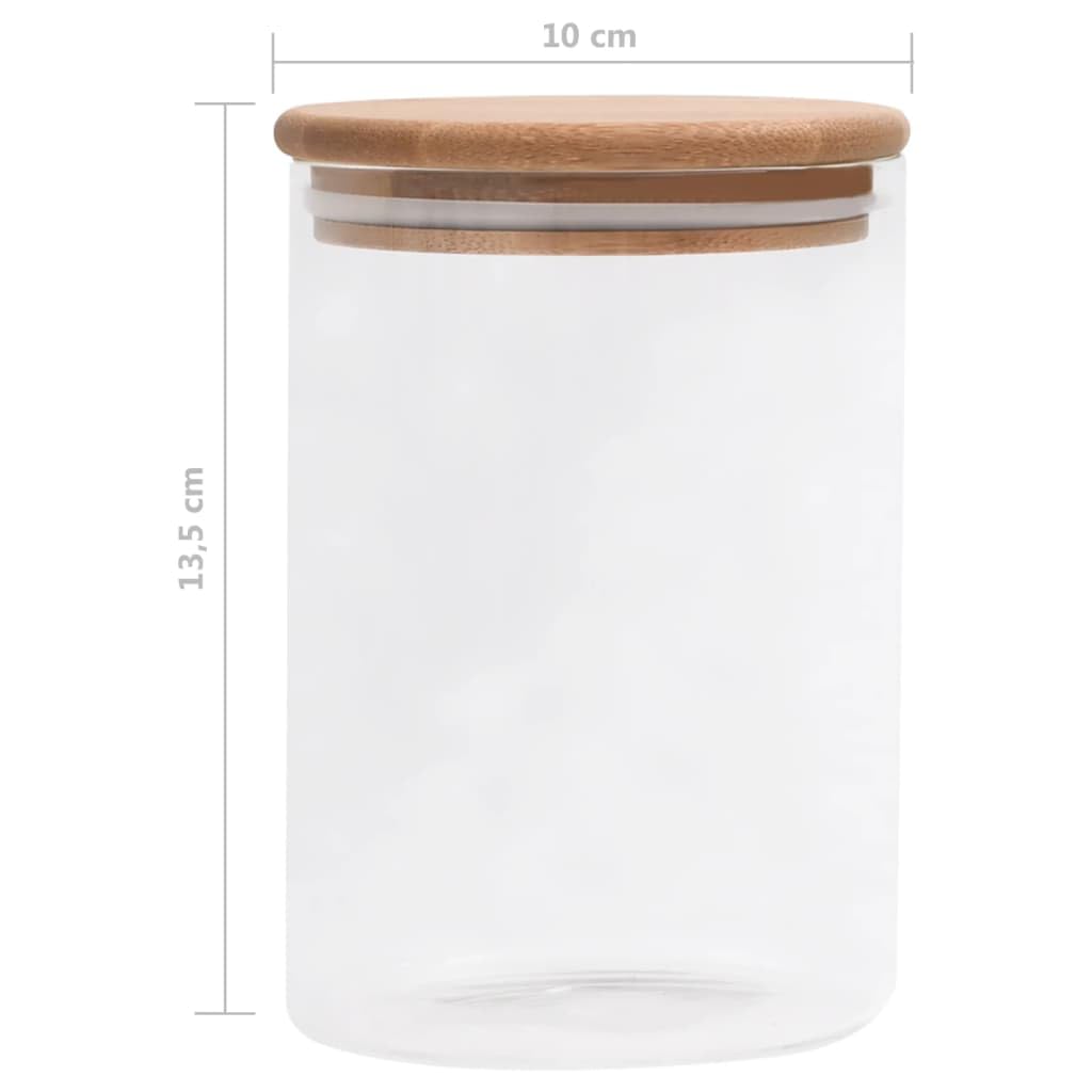 Juego de 4 tarros de almacenamiento de 800 ml con tapa de bambú, recipientes de cristal para almacenamiento, herméticos, para cocina, almacenamiento de alimentos
