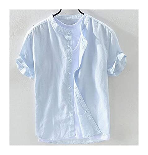 Chemise manche courte homme coton léger coupe ample bleu B été