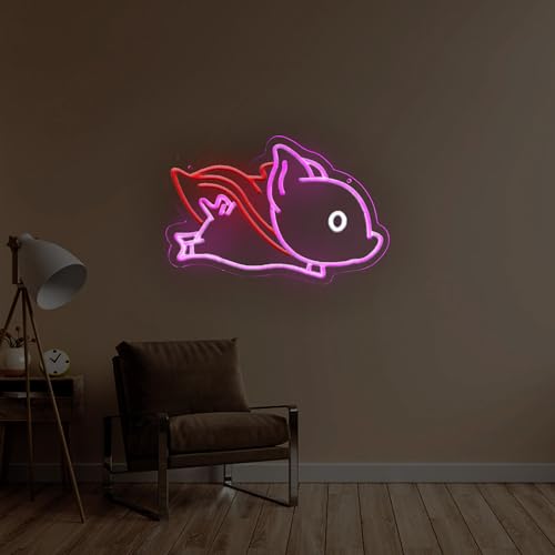 Image of Superhero Cape Fly Pig Neon Sign Neon Pig Light Up Sign For Wall Decor Home Decor Neon Light USB Powered LED Light Up Signs Room Decor