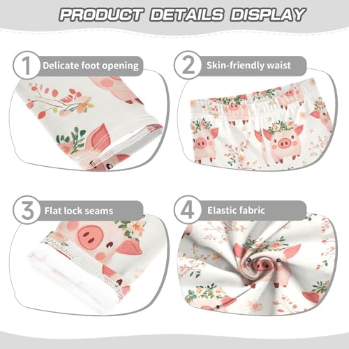 Cute Pigs Wreaths Girls' Leggings Toddler Doodles Kids Yoga Pants Dance Active Tights 4T3