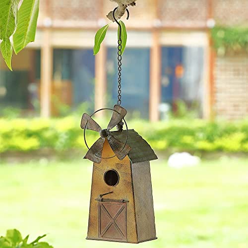 Mocome 13" H Metal Bird Houses For Outside Hanging Birdhouses Outdoor (Windmill) #TOP1