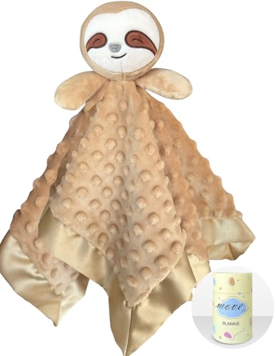 Image of MOVEPAI Baby Security Blanket, Soft Baby Lovey Toy Blanket for Boys and Girls, Snuggle Toy Lovie Newborn Gift, Unisex Nursery Bed Blankets Sloth16 Inch