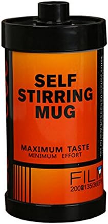 OmeGod Classical Novel Self-Stirring Roll Film/Battery Cup - Creative Stainless Steel Thermos Mug, 12 Ounce Great for Drinking Beverage and Water, Ideal Gift for All (Orange, Stirring Roll Film)