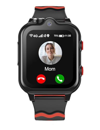 Reloj Inteligente 4G GPS Llamadas Smartwatch Teléfono Reloj WiFi Videollamada SOS Mensaje Clase Modo Notificación de Vibración, Regalos para Niños y Niñas 5-12 Años (Negro)