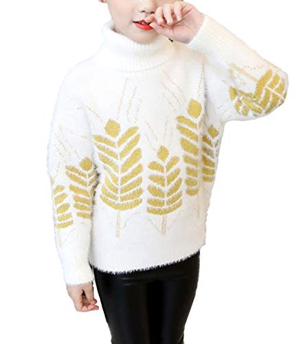 Toddler Girl Pullover Sweater Cable Knit Sweaters Lovely Kid Sweatshirt for Christmas White