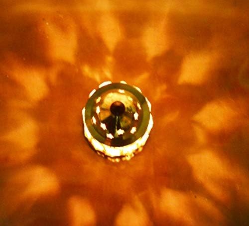 phareLamp Presents Cylindrical Brass Akhand Diya with Decorative Crystals Oil Lamp Lantern Cylindrical Shape | Diya for Puja and Festival Decoration - 15Cm #A256