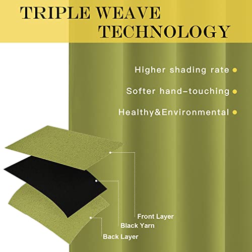 NICETOWN Patio Blackout Curtain Panels - Extra Wide Sliding Door Thermal Insulated Drape, Privacy Room Divider Curtain for Bedroom Office (Fresh Green, 66 x 118 Inch Long)