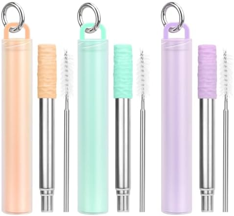 Amazon.com: Kelleci Premium 3 Pack Reusable Collapsible Straw with Case ...