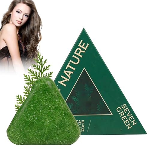 Champú natural de siete jabones verdes, champú sólido vegetal, limpieza suave y cuidado nutritivo para mujeres y hombres, calma y fortalece el cabello para hombres y mujeres (1 unidad)