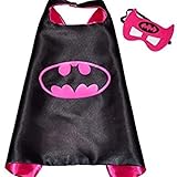 Kzoo Warehousesbk Superhero Cape and Mask Costume Set Boys Girls Birthday Halloween Play Dress up (pink)