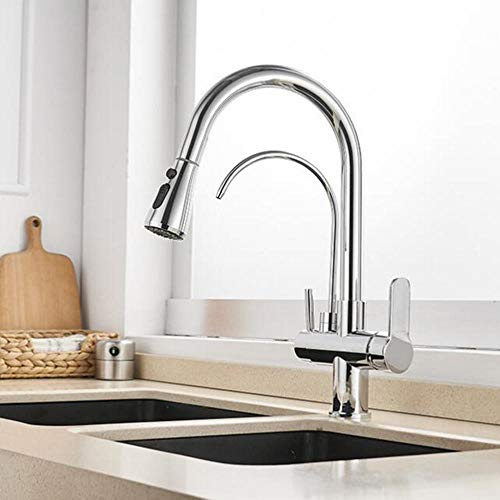 Robinet de cuisine 3 voies anti calcaire pour eau pure filtrée et mitigeur