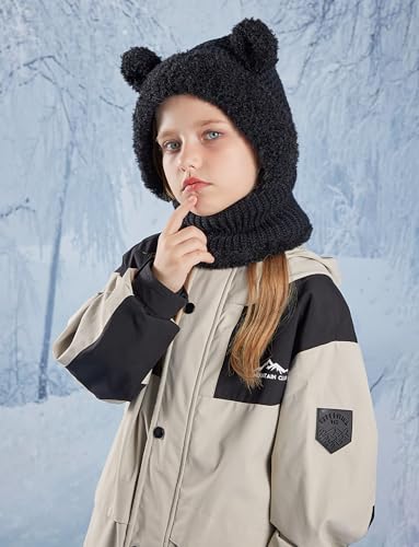 SEAUR Girls Winter Hats Balaclava Mask Windproof Warm Fleece Face Mask Hat for Kids 4-10T4