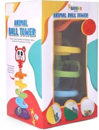 TOYXIITY MALL Animal Ball Tower Toy 5 Layer Ball Drop and Roll Swirling Tower for Baby, Stacking Balls with Spiral Track (Medium) Multicolour + Free Assured Gift Inside