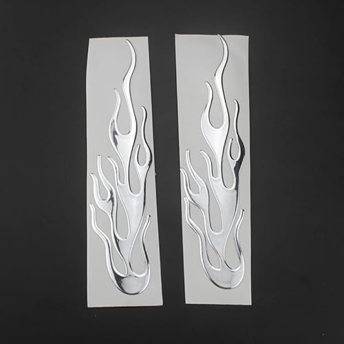 Car Motorcycle 3D Flame Fire Reflective Sticker Vinyl Decal Individualized Touring Atv Scooter Offroad (Chrome) #TOP2