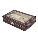 Mano de obra de primera clase: la superficie está hecha de cuero PU y el forro está hecho de terciopelo suave con cuentas.? La caja del reloj protege su precioso reloj de daños y rasguños. 