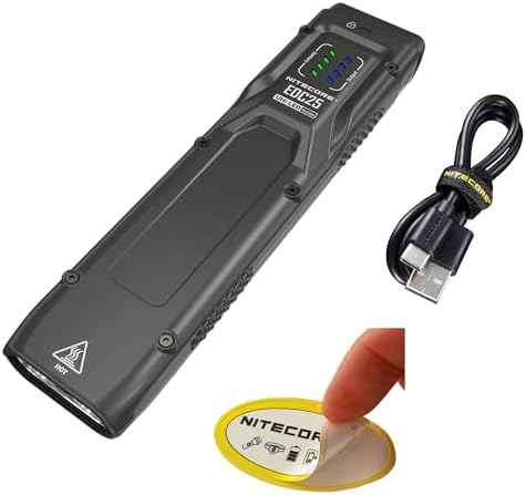 Nitecore EDC25 EDC Flashlight, 3000 Lumen Slim Flat Shape USB-C Rechargeable Lightweight for Everyday Carry with Clip, and NitecoreSt Sticker
