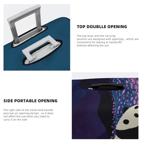 Panda Walking Pink Daisies Field Elastic Travel Luggage Covers Dustproof Scratch-Resistant Suitcase Protector Fit 22-24 Inch3