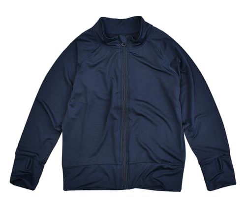 ラッシュガード キッズ ジップアップ 長袖 ファスナー ジュニア 子供 水陸両用 水着 フード無し 男の子 女の子 無地 スクール水着 小学生 夏 UV 対策 【110-120cm】 【HW8230】ネイビー