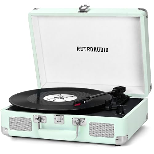 Image of RetroAudio Portable Bluetooth Vintage Vinyl Record Player Turntable