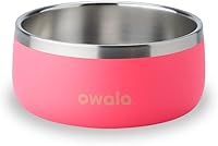Vista 1 de Owala Pet Bowl - Durable Stainless Steel, Food and Water Bowl for Dogs, Cats, and All Pets, Non-Slip Base, 24oz, Pink (Hyper Flamingo)