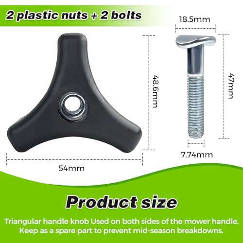 2 Sets Lawn Mower Handle Bolts,Triangular Handle Replacement Screws for Most Honda Lawn Mowers,Universal Lawn Mower Parts & Accessories Kit,Easy to Replace