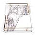 PuTwo Decorative MDF Tray With Marble Print, Handmade Vanity/Perfume With Gold Metal Handle, Catchall for Dresser Bathroom Vanity Table (Gray and White)