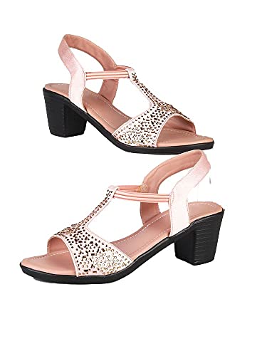 Image of Walktrendy Womens Synthetic Rosegold Sandals With Heels - 3 UK (Wtwhs539 Rosegold 36)