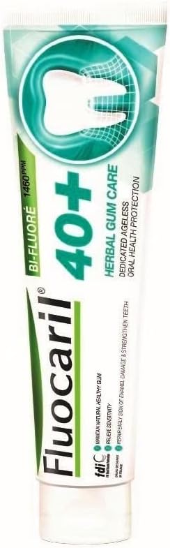 Fluocaril 40+ Herbal Gum Care Toothpaste for Men and Women Over 40 Protect Gums Relieve Plaque, Bad Breath, Relieve Tooth Sensitivity, Prevent Tooth Decay, Teeth whitening, Fresh Breath 160g (1 Tube)